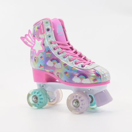 Neuer semi weicher Lasermaterial Quad Roller Skate für Kinder
